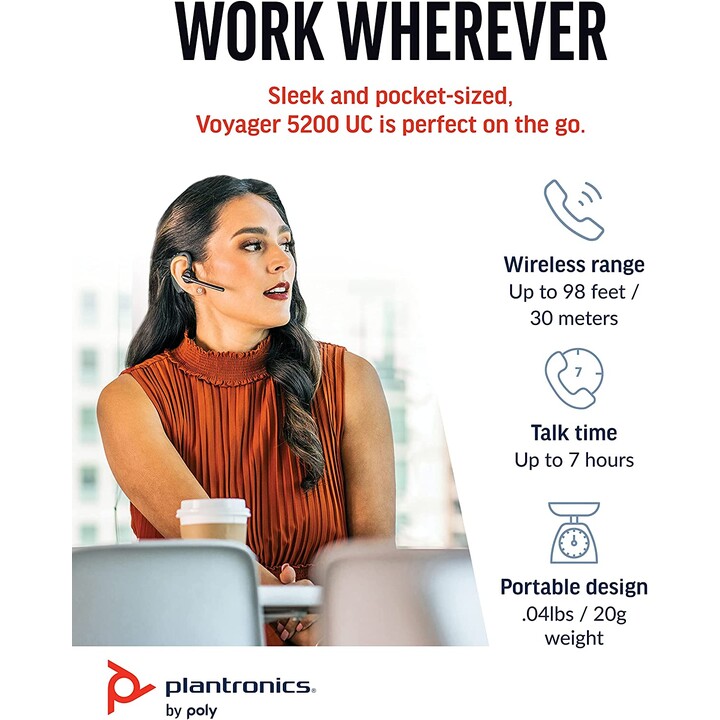 Poly Voyager 5200 UC Mono Auriculares intrauditivos (Bluetooth, USB, inalámbrico)