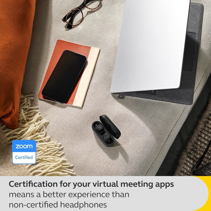 Jabra Auriculares internos Evolve2 Buds UC (Bluetooth, inalámbrico, USB-A, estuche de carga, almohadilla de carga inalámbrica)