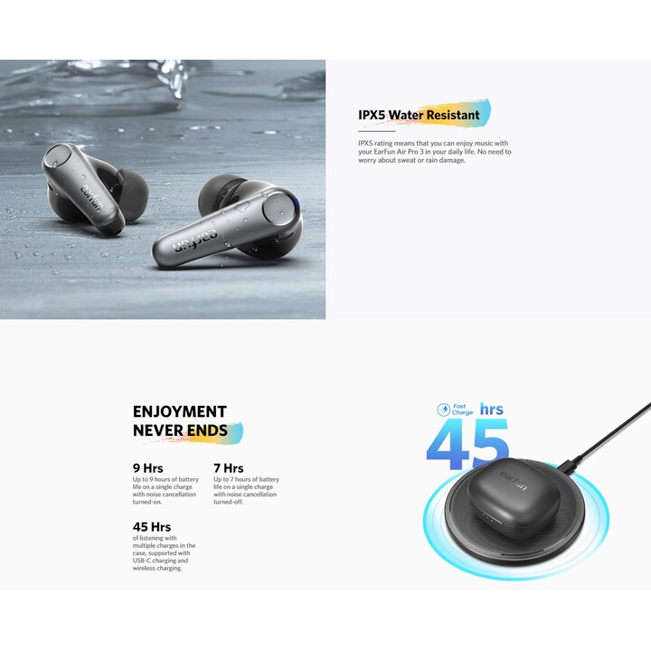 Earfun Air Pro 3 ANC Noir
