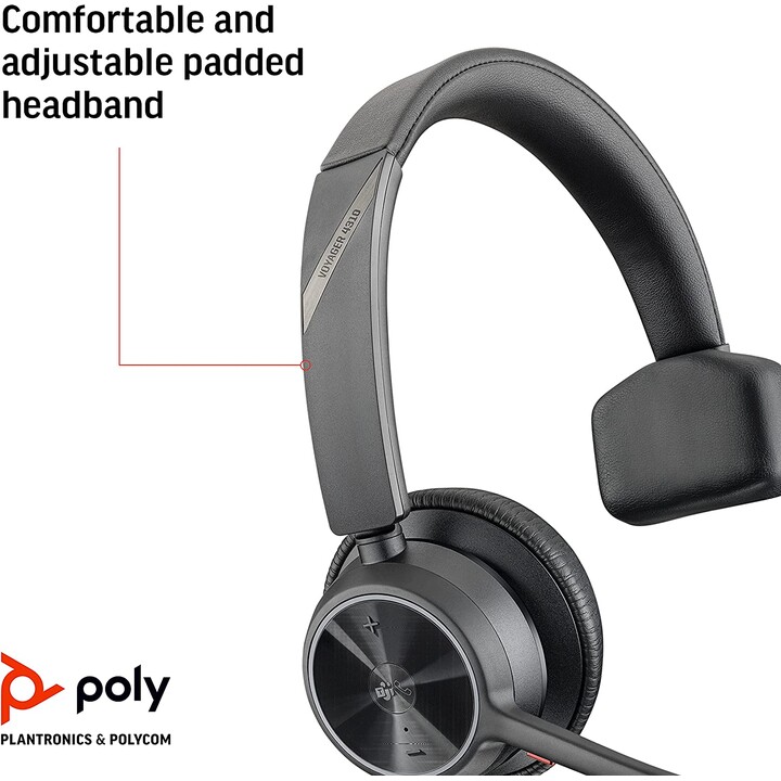 Poly Voyager 4300 UC Serie 4310 Mono Auriculares supraaurales Negro