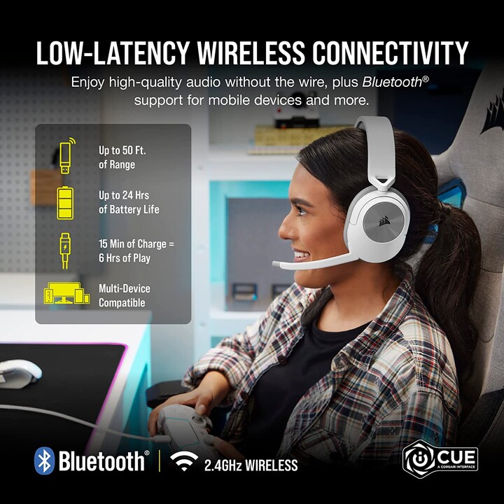 Corsair Hs55 Cuffie Wireless Bianche Ca-9011281-eu