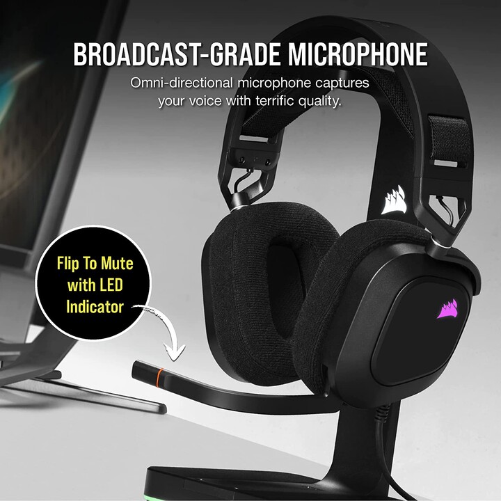 Corsair Hs80 Rgb Usb Cuffie da gioco portatili cablate Carbonio