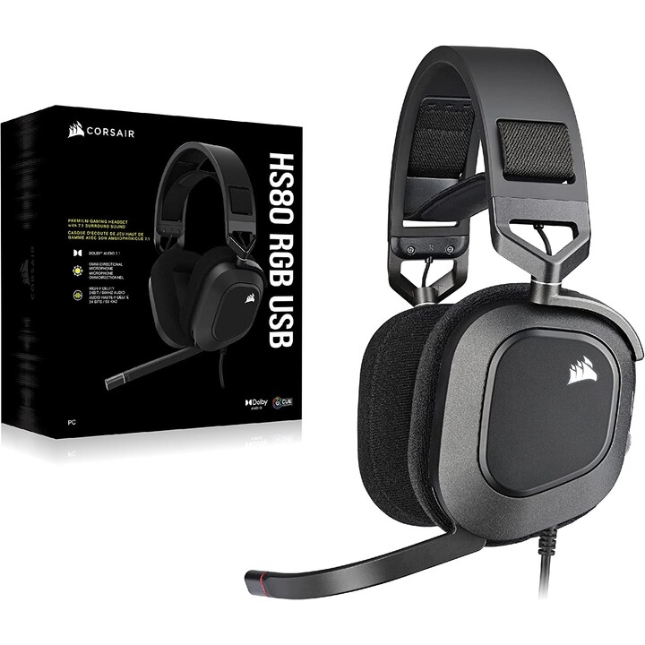 Corsair Hs80 Rgb Usb Cuffie da gioco portatili cablate Carbonio
