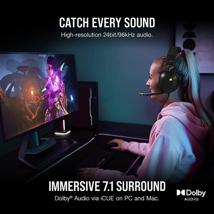 Corsair Hs80 Rgb Usb Auriculares Alámbrico De Mano Juego Carbono