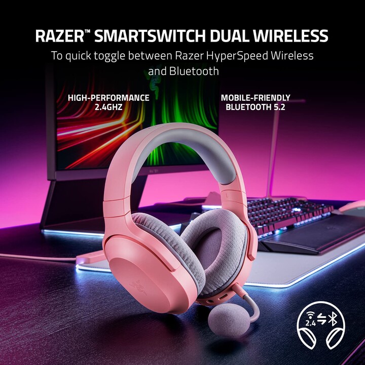 Razer Barracuda X Wireless And Wired Headphones Headband Game Usb Type C Bluetooth Pink