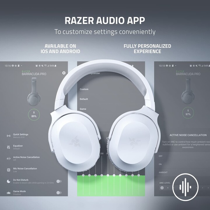 Razer Barracuda X Kabellose und kabelgebundene Kopfhörer, Stirnband, Spiel, USB, Typ C, Bluetooth, Weiß