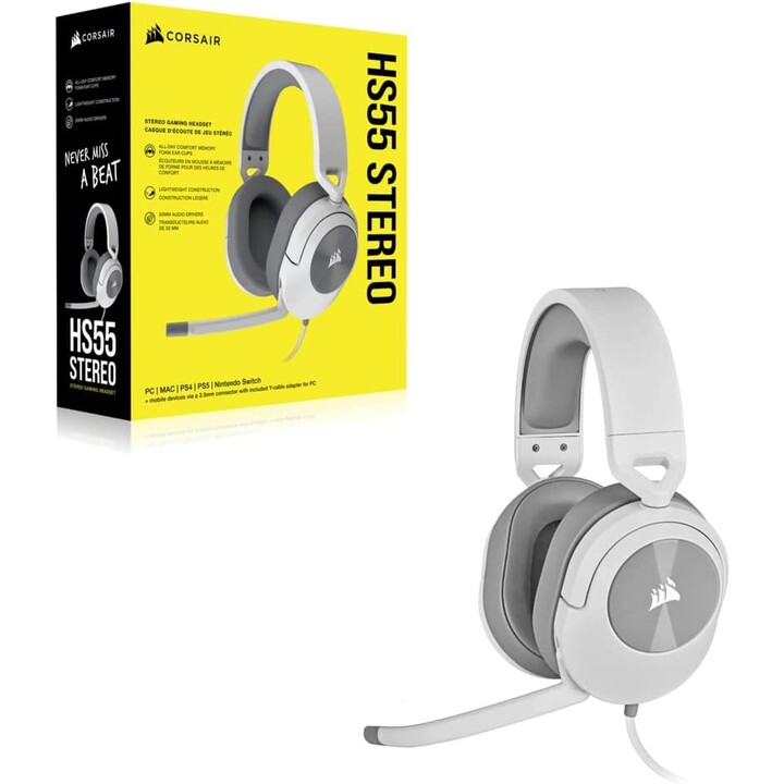 Corsair Hs55 Stereo Auriculares Alámbrico De Mano Juego Blanco