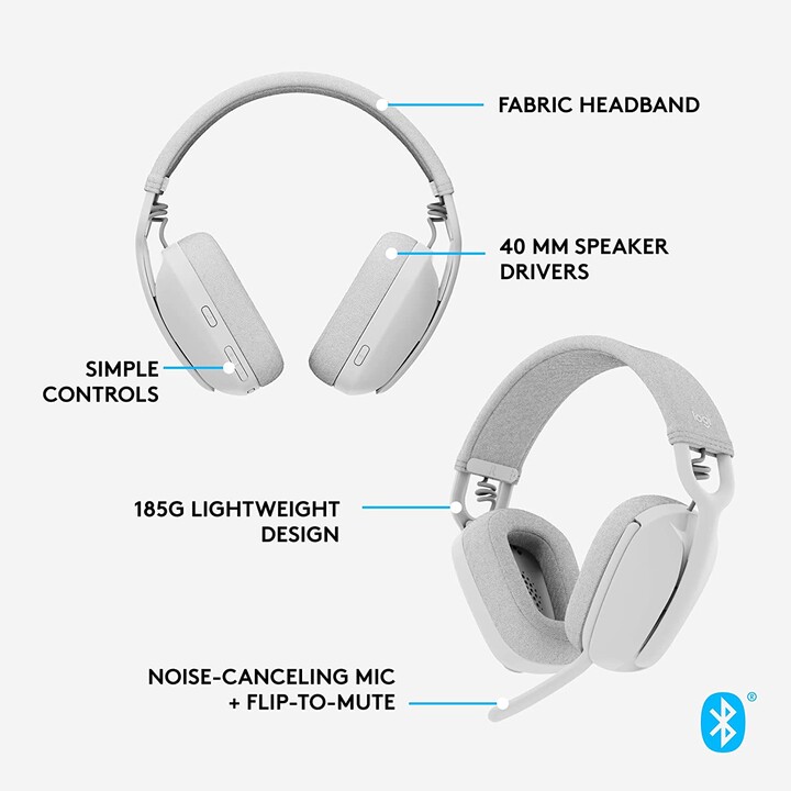 Logitech Zone Vibe 100 fones de ouvido sem fio Bluetooth brancos