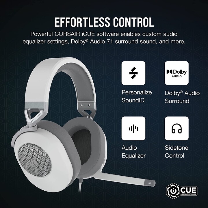 Corsair Hs65 Surround Auriculares Alámbrico De Mano Juego Blanco