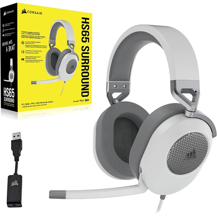 Corsair Hs65 Cuffie da gioco portatili cablate surround bianche