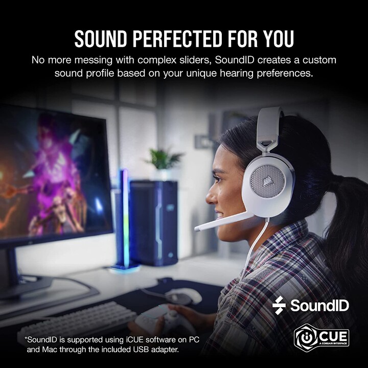 Corsair Hs65 Surround Auriculares Alámbrico De Mano Juego Blanco