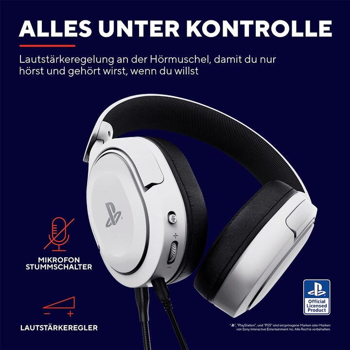 Trust GXT 498 Forta Cuffie cablate con archetto Gaming Nero, Bianco