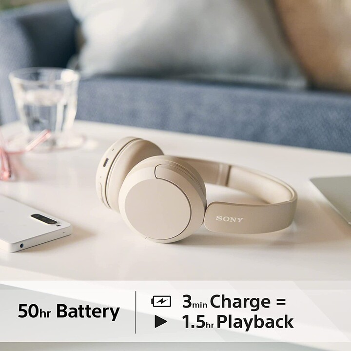 Wireless Headphones Sony WH-CH520/ with Microphone/ Bluetooth/ Beige