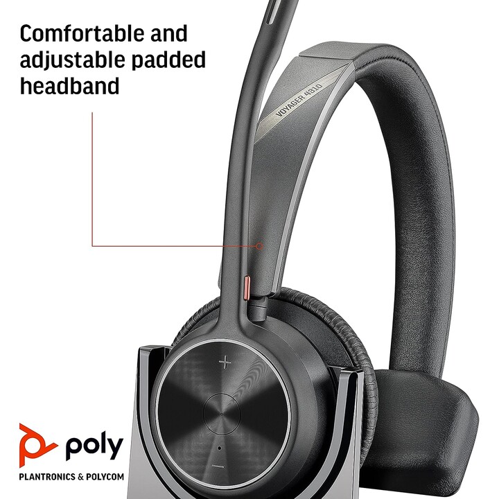 Casque supra-auriculaire mono Poly Voyager 4300 UC Series 4310 (USB-C, Bluetooth, sans fil, avec station de recharge, certifié Z