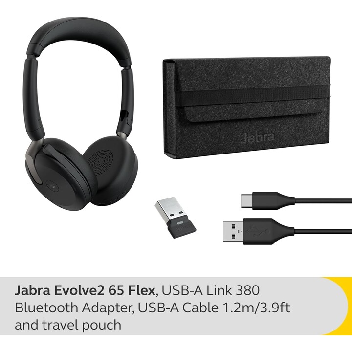 Jabra Evolve2 65 Flex MS Auriculares estéreo supraaurales (Bluetooth, inalámbrico, USB-A)