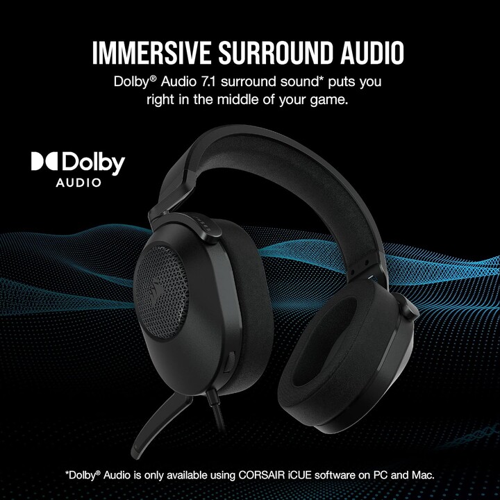 Fones de ouvido sem fio Corsair HS65 pretos V2 Ca-9011285-eu2
