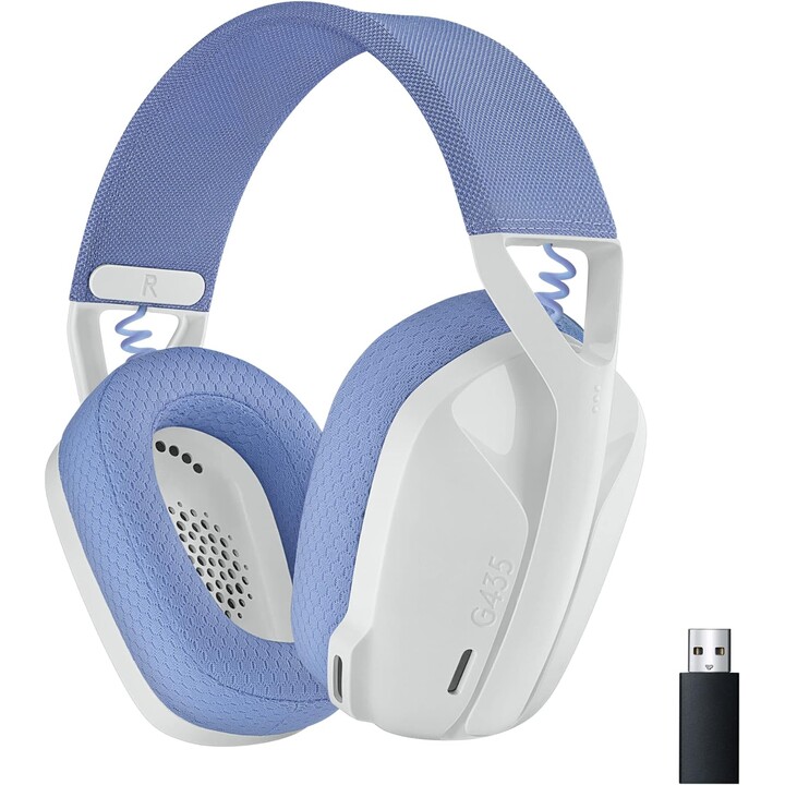 Auriculares Gaming con Micrófono Logitech G435/ Bluetooth/ Blanco Crudo y Lila