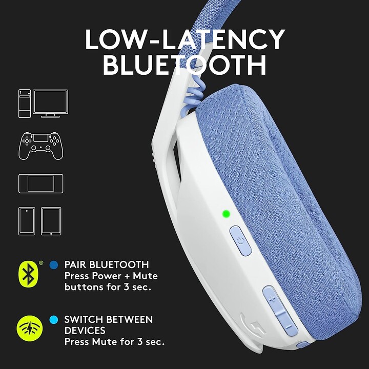 Auriculares Gaming con Micrófono Logitech G435/ Bluetooth/ Blanco Crudo y Lila