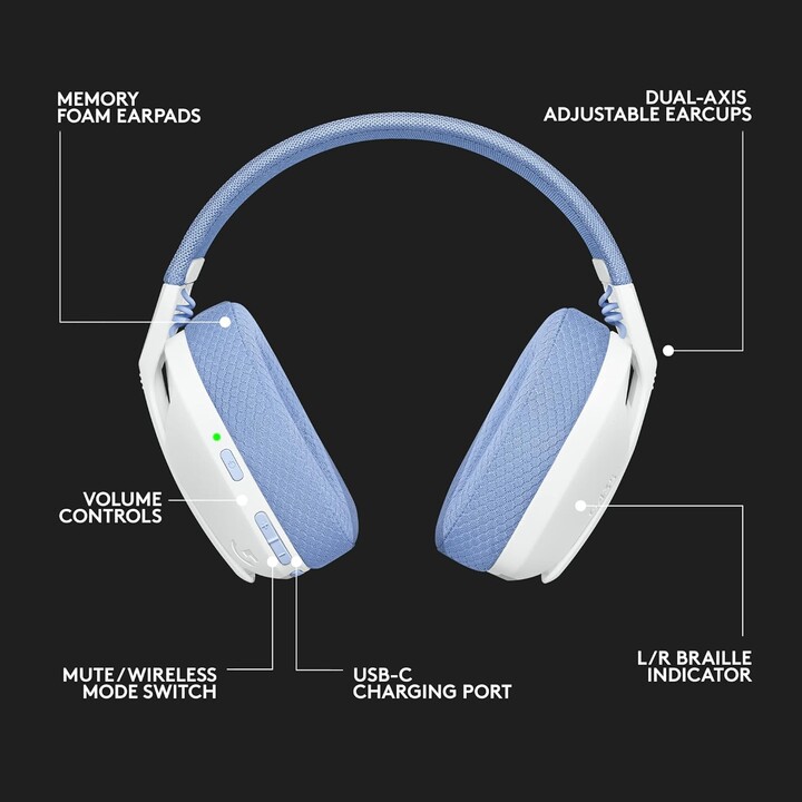 Auriculares Gaming con Micrófono Logitech G435/ Bluetooth/ Blanco Crudo y Lila