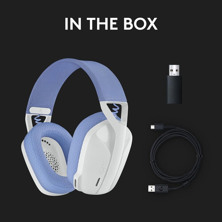 Auriculares Gaming con Micrófono Logitech G435/ Bluetooth/ Blanco Crudo y Lila