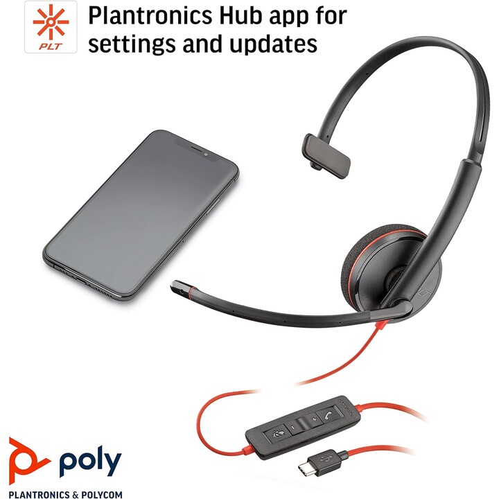 POLY Blackwire C3210 Headphones Wired Headband Office/Call Center USB Type C Black