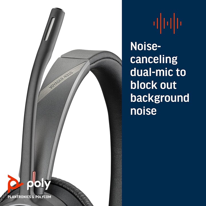 POLY Voyager 4310 UC Casque Sans fil Arceau Bureau/Centre d'appels USB Type-A Bluetooth Socle de chargement Noir