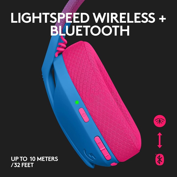 Fones de ouvido para jogos com microfone Logitech G435/ Bluetooth/ Azul e Framboesa