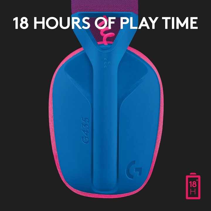 Fones de ouvido para jogos com microfone Logitech G435/ Bluetooth/ Azul e Framboesa