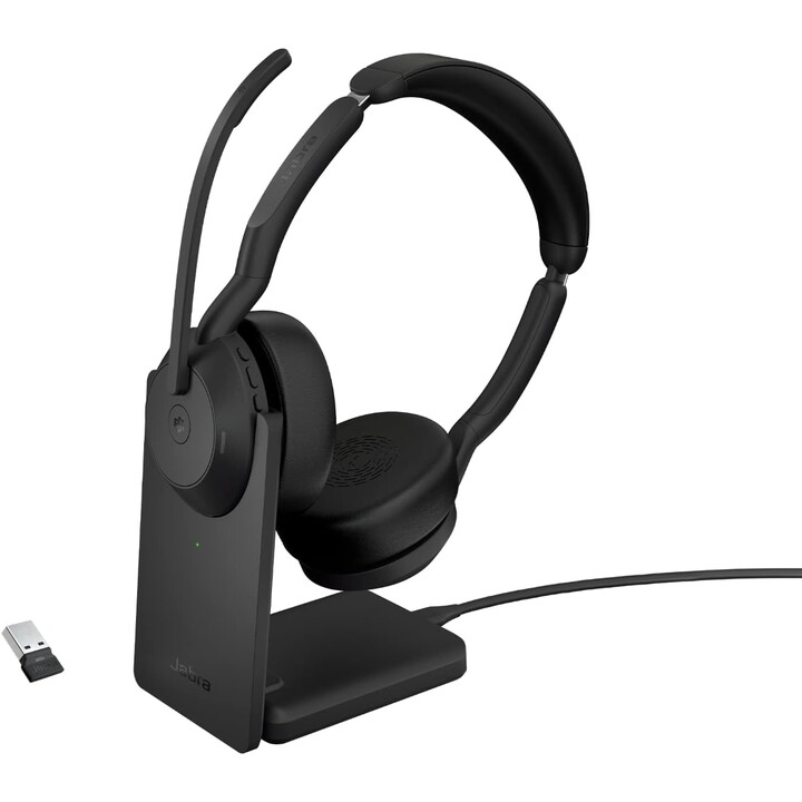 Jabra Evolve2 55 MS Stereo Link 380 USB-A con base de carga