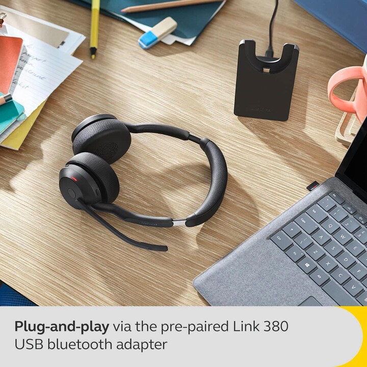 Jabra Evolve2 55 MS Stereo Link 380 USB-C sans socle de recharge