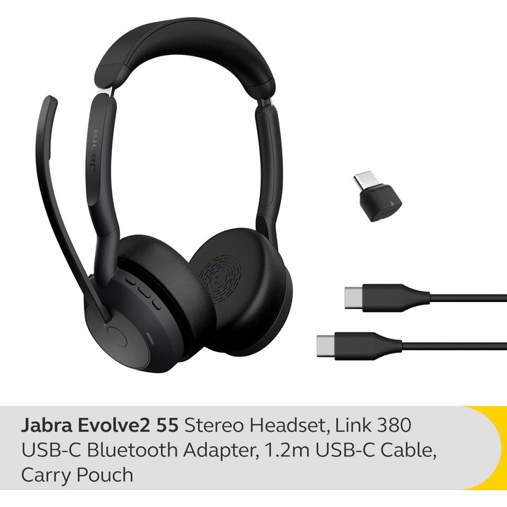 Jabra Evolve2 55 MS Stereo Link 380 USB-C sans socle de recharge