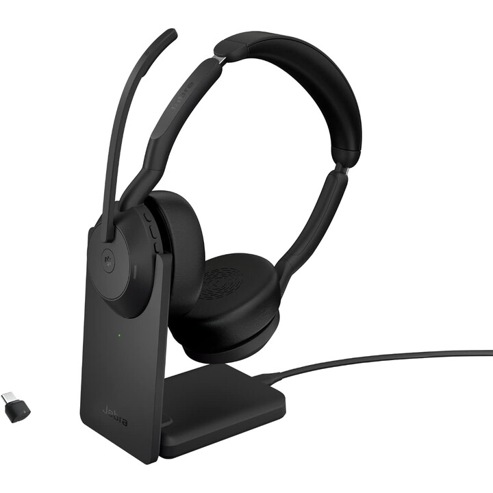 Jabra Evolve2 55 MS Stereo Link 380 USB-C com base de carregamento