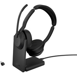 Jabra Evolve2 55 UC Stereo Headphone On-Ear (Bluetooth, inalámbrico, USB-C, estación de carga)