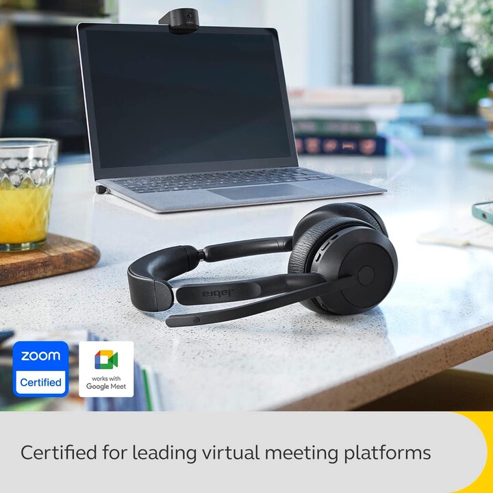 Fone de ouvido estéreo Jabra Evolve2 55 UC na orelha (Bluetooth, sem fio, USB-A, estação de carregamento)