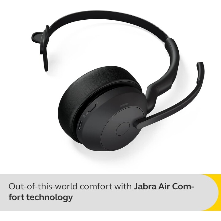 Jabra Evolve2 55 UC Mono Headset On-Ear (Bluetooth, sem fio, USB-A, estação de carregamento)