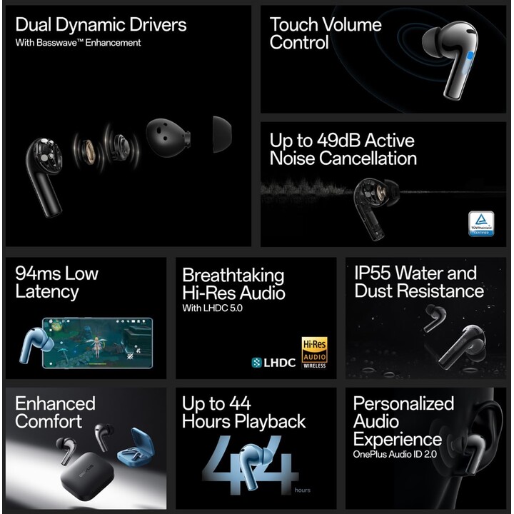 Oneplus Buds 3 Gris Metálico - Auriculares Bluetooth