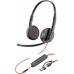 Poly Blackwire 3225 estéreo USB-C + plugue de 3,5 mm + adaptador USB-C/A