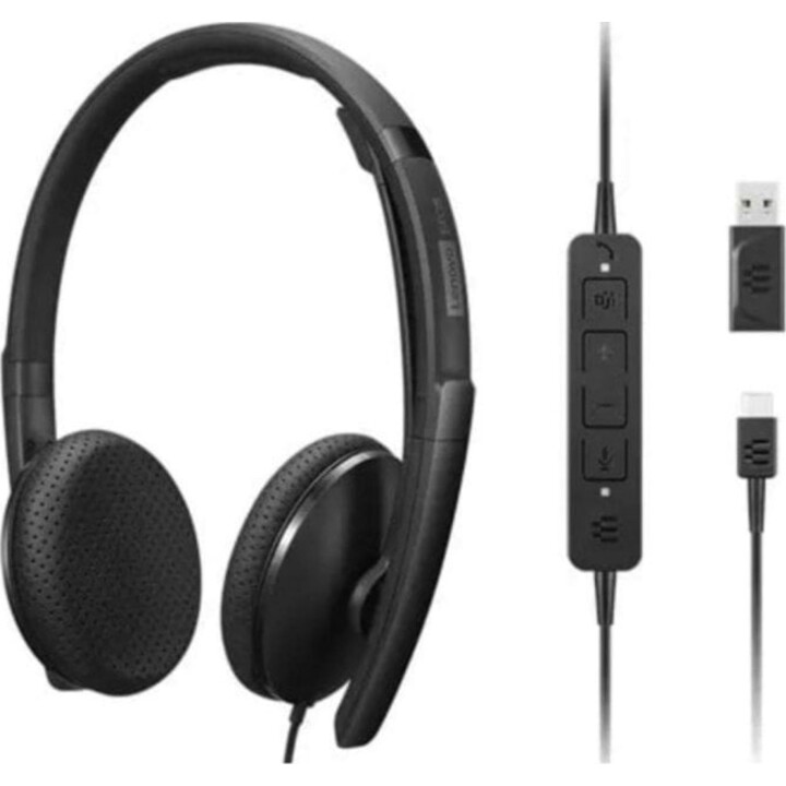 Auriculares Lenovo con cable negro, frecuencia 20-20000 Hz, diseño ligero 137 g