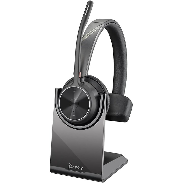 POLY Voyager 4310 UC Auriculares monoaurales + BT700 Adaptador USB-A + Soporte de carga
