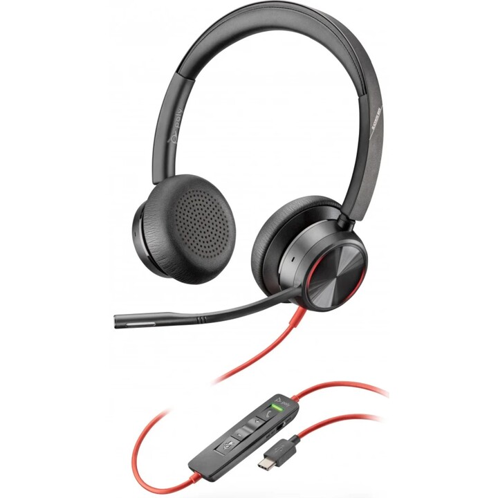 POLY Blackwire 8225 Auriculares estéreo USB-C +Adaptador USB-C/A
