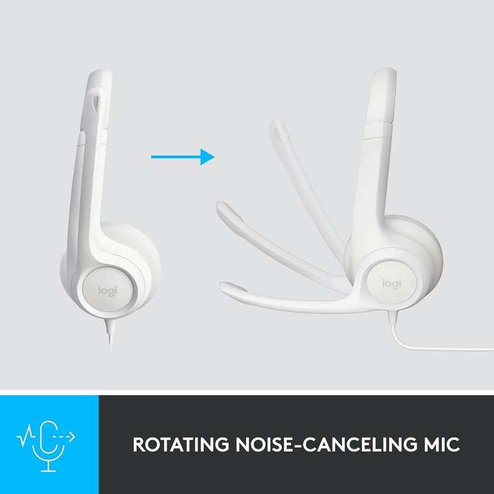 Logitech Casque H390 USB Gris Blanc