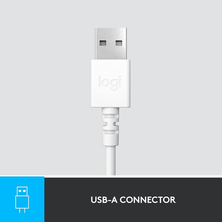Logitech Casque H390 USB Gris Blanc