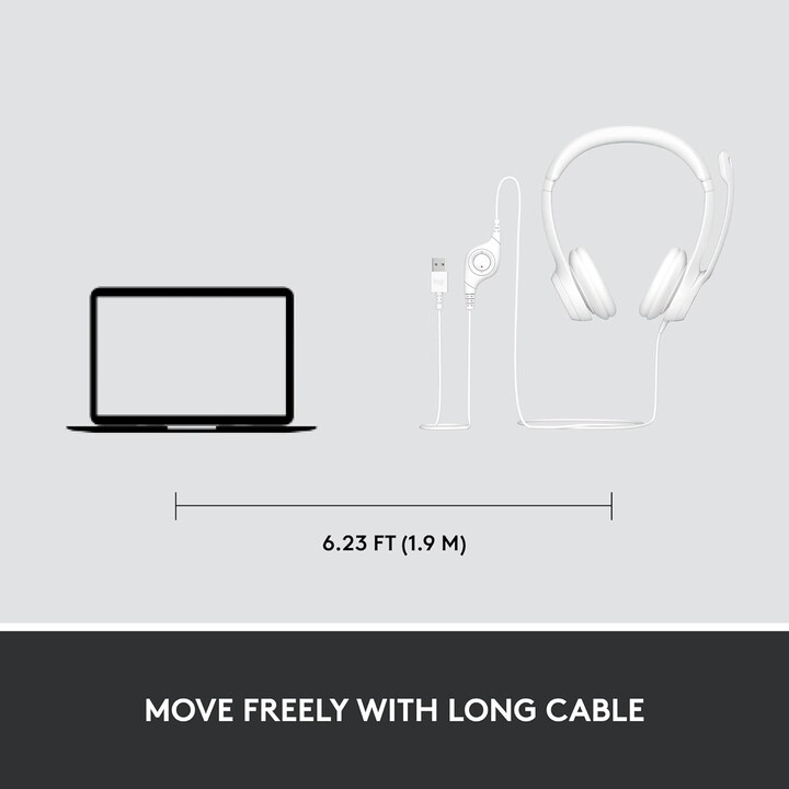 Logitech Casque H390 USB Gris Blanc