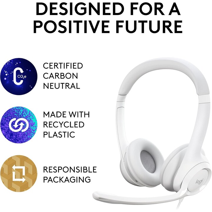 Logitech Casque H390 USB Gris Blanc