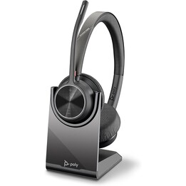 Poly Voyager 4320 UC Auriculares inalámbricos + Soporte de carga para auriculares con micrófono boom Conectar a PC/Mac USB-C Blu