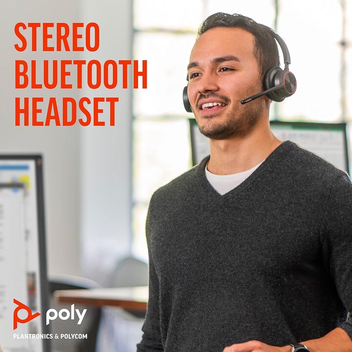 Poly Voyager 4320 UC Auriculares inalámbricos + Soporte de carga para auriculares con micrófono boom Conectar a PC/Mac USB-C Blu