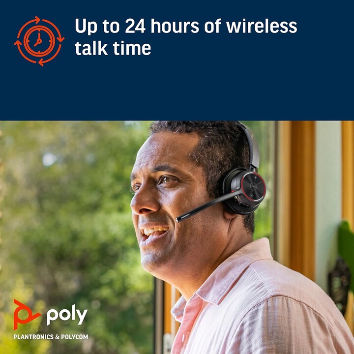 Poly Voyager 4320 UC Auriculares inalámbricos + Soporte de carga para auriculares con micrófono boom Conectar a PC/Mac USB-C Blu