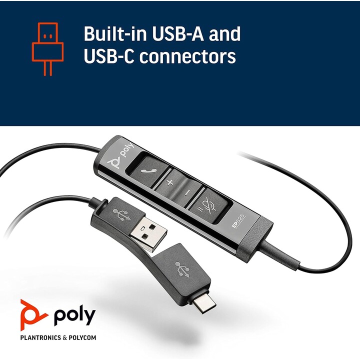 Poly EncorePro 525 Auriculares USB-A y USB-C - Protección auditiva acústica