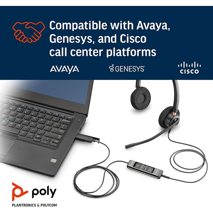 Poly EncorePro 525 Auriculares USB-A y USB-C - Protección auditiva acústica