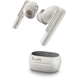 Poly Voyager Free 60+ True Auriculares inalámbricos – Micrófonos con cancelación de ruido para llamadas claras - ANC - Blanco